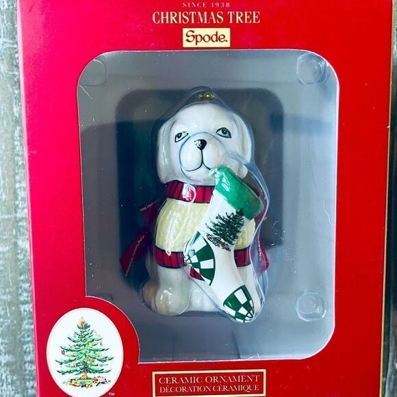 Spode Christmas Tree Dog Ornament - Picture 1 of 4
